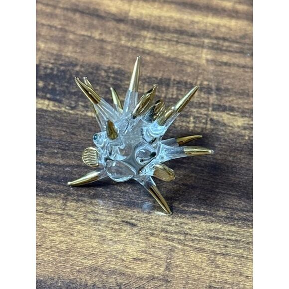 Glass Puffer Fish Figurine 1.75" w/ Gold Tips - Picture 3 of 6